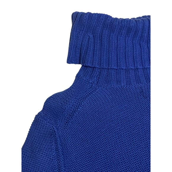 Gap Womens XXL Blue Cable Knit Turtleneck Sweater Ribbed Cuffs & Hem Cotton/Acry - Picture 10 of 14